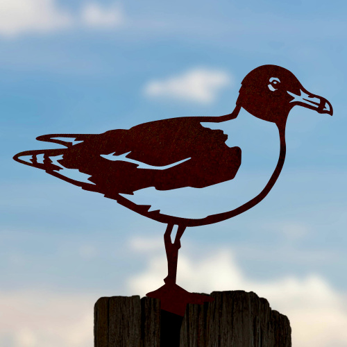 Metalbird fugl i cortenstål - hættemåge