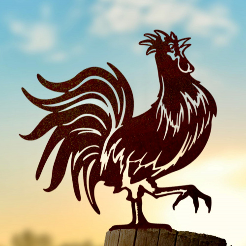 Metalbird bird in corten steel - rooster