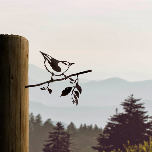 Metalbird bird in corten steel - woodpecker
