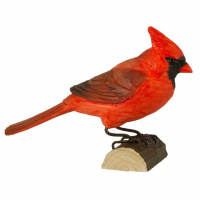 Wildlife Garden wood-carved bird - Red Cardinal