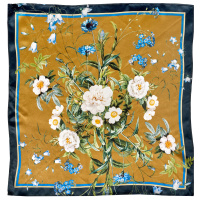Jim Lyngvild silketørklæde, 50x50 - Blue Flower Garden
