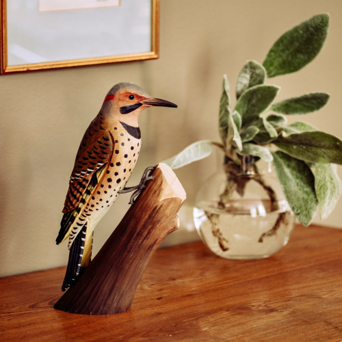 Wildlife Garden wood-carved bird - northern flicker