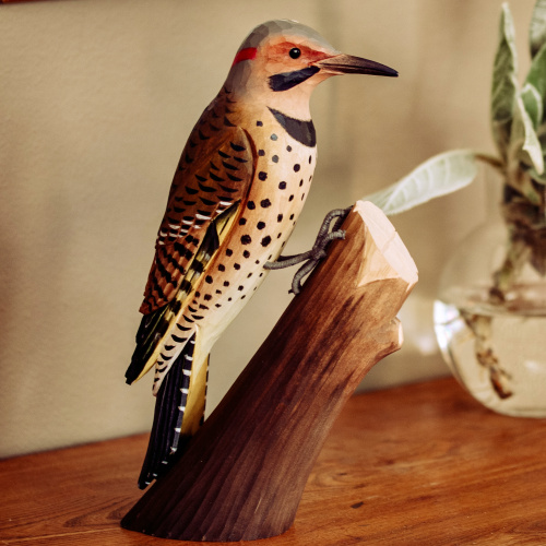 Wildlife Garden wood-carved bird - northern...