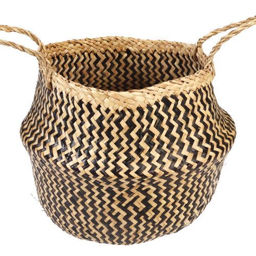 Rex London seagrass basket - black zigzag, medium