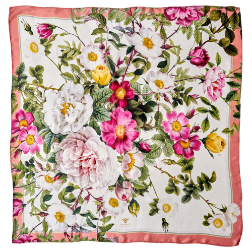 Jim Lyngvild zijden sjaal, 90x90 - Rose Flower