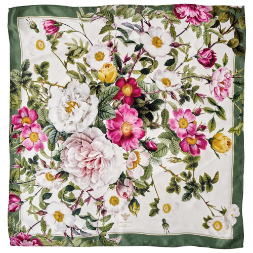 Jim Lyngvild zijden sjaal, 50x50 - Rose Flower