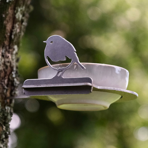 Metalbird fågelbadhållare i cortenstål