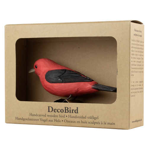Wildlife Garden wood-carved bird - scarlet tanager