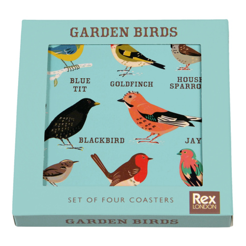 Rex London coasters with birds, 4 pcs.