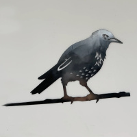 Metalbird vogel in cortenstaal - spreeuw