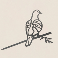 Metalbird fågel i cortenstål - turturduva