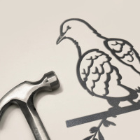 Metalbird bird in corten steel - turtle dove