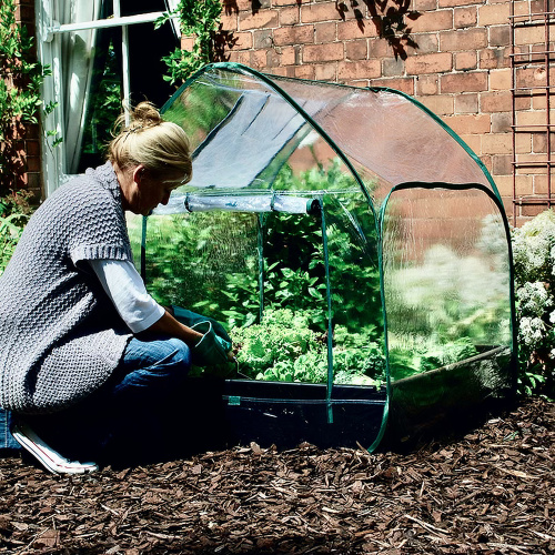 Garland pop-up greenhouse for large raised bed