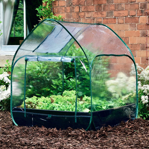 Garland pop-up greenhouse for large raised bed