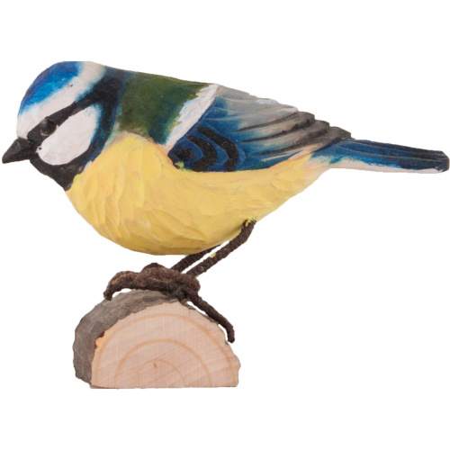 Wildlife Garden wood-carved bird - blue tit
