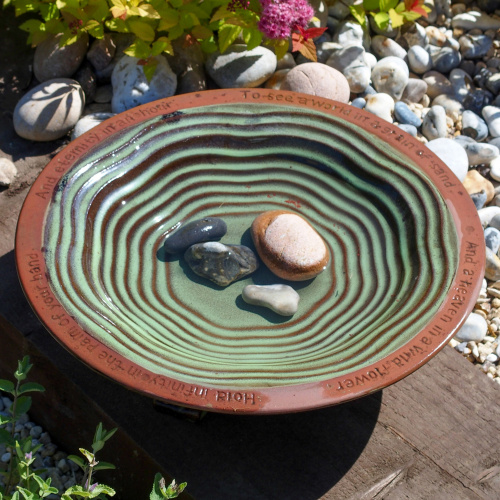 Wildlife World green ceramic bird bath