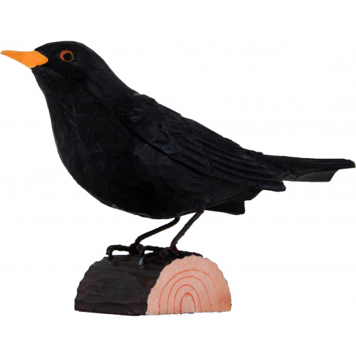 Wildlife Garden wood-carved bird - blackbird