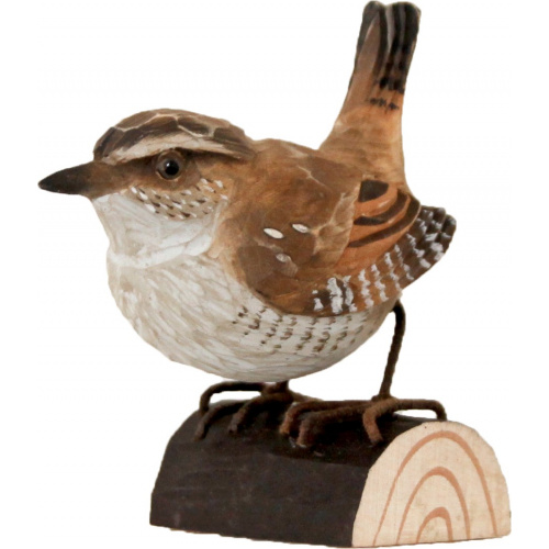 Wildlife Garden wood-carved bird - wren