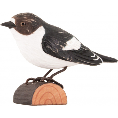 Wildlife Garden wood-carved bird - Pied Flycatcher