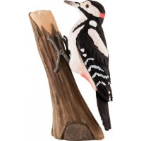 Wildlife Garden wood-carved bird - great flag woodpecker