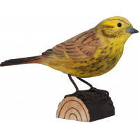 Wildlife Garden wood-carved bird - yellow sparrow