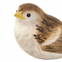 Wildlife Garden wood-carved bird - sparrow young