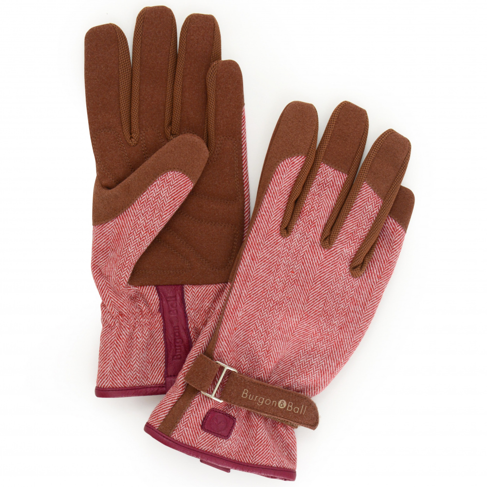 Burgon & Ball gardening gloves, ladies - red tweed