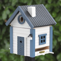 Wildlife Garden nest box / automatic feeder - white/blue