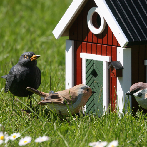 Wildlife Garden nest box / automatic feeder - red