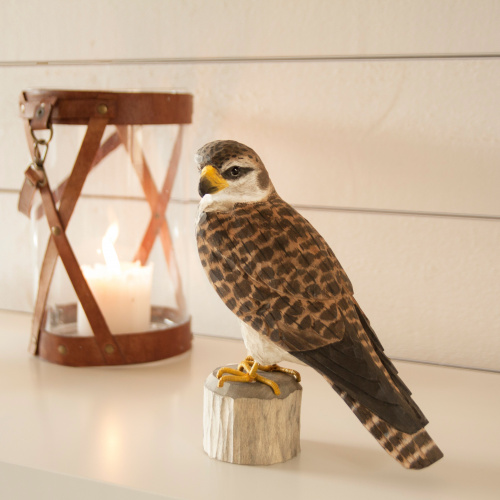 Wildlife Garden wood-carved bird - peregrine falcon