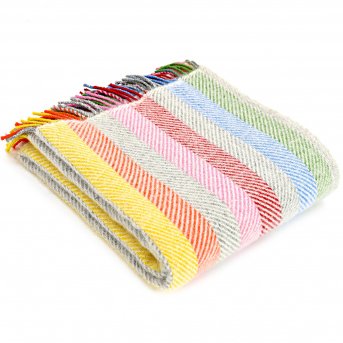 Tweedmill uldplaid - Stripe Rainbow Grey