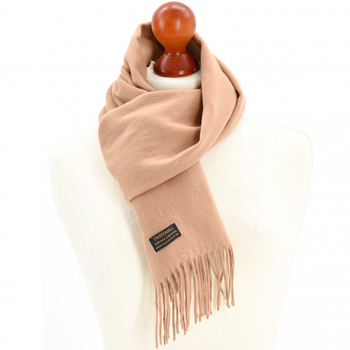 Tweedmill sjaal in lamswol - Camel