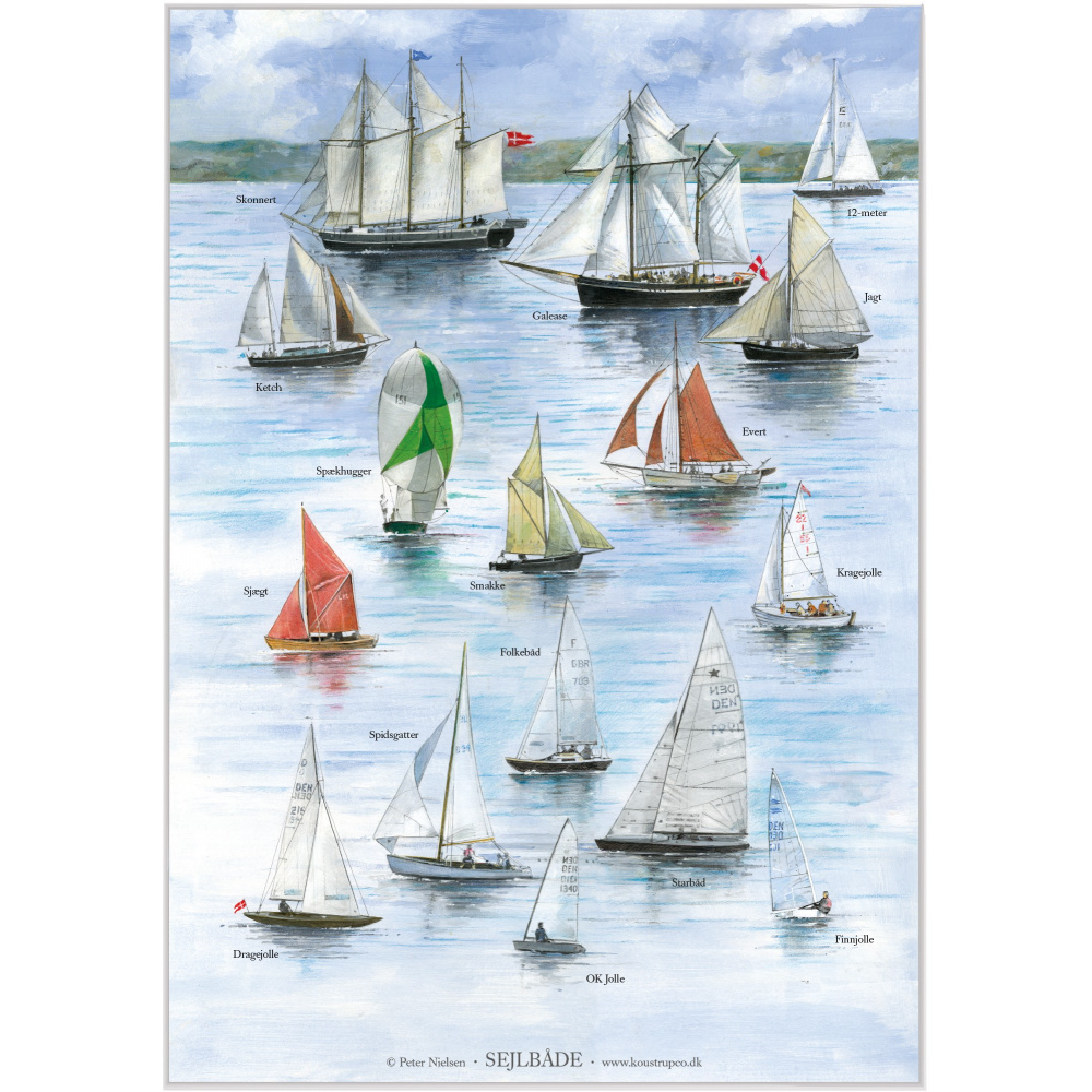 Koustrup & Co. affisch med segelbåtar - A2 (dansk)