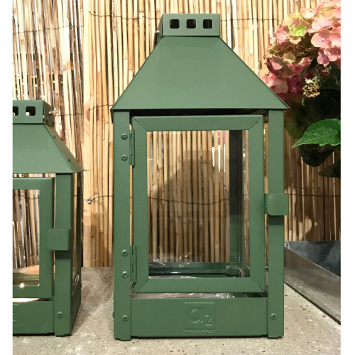 A2 Living lantern in steel, olive green - 33 cm