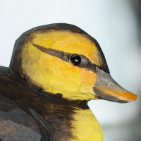 Wildlife Garden wood-carved bird - mallard, duckling