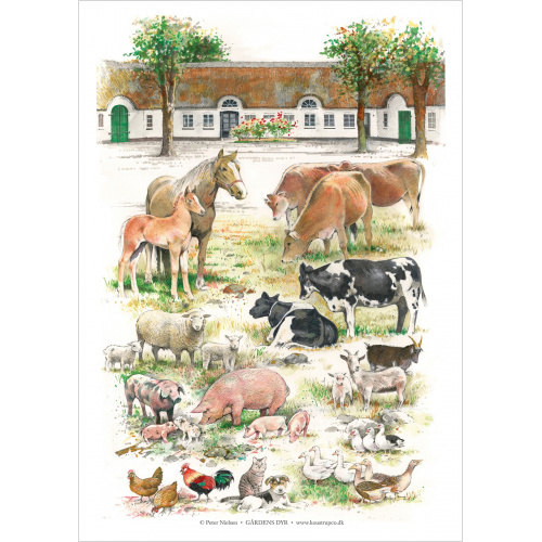 Koustrup & Co. poster met boerderijdieren - A2 (Deens)