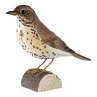 Wildlife Garden wood-carved bird - song thrush