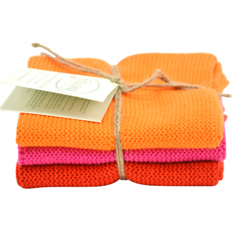 Solwang dishcloths, 3 pcs. - orange/pink/red