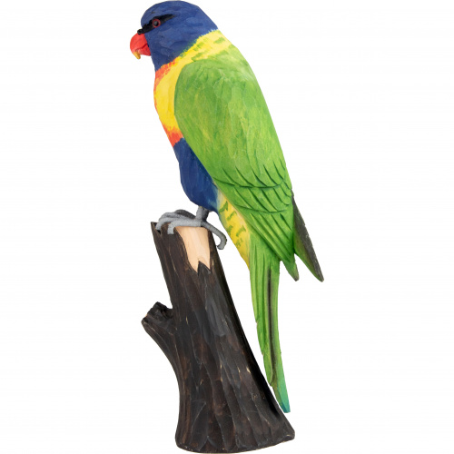 Wildlife Garden wood-carved bird - rainbow lorikeet