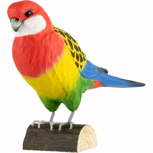 Wildlife Garden wood-carved bird - rosella parakeet