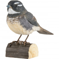 Wildlife Garden wood-carved bird - Gray Fantail