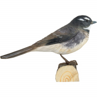 Wildlife Garden wood-carved bird - Gray Fantail