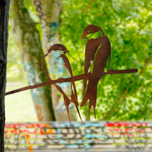 Metalbird vogel in cortenstaal - zwaluwen