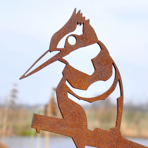 Metalbird fågel i cortenstål - kungsfiskare