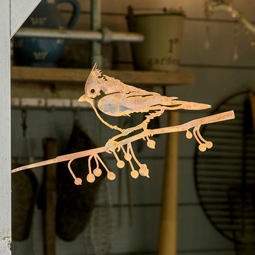 Metalbird fugl i cortenstål - topmejse
