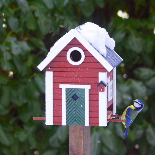 Wildlife Garden nest box / automatic feeder - red