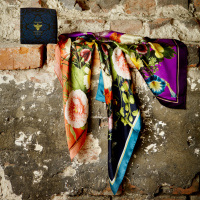 Jim Lyngvild silk scarf, 50x50 - coral