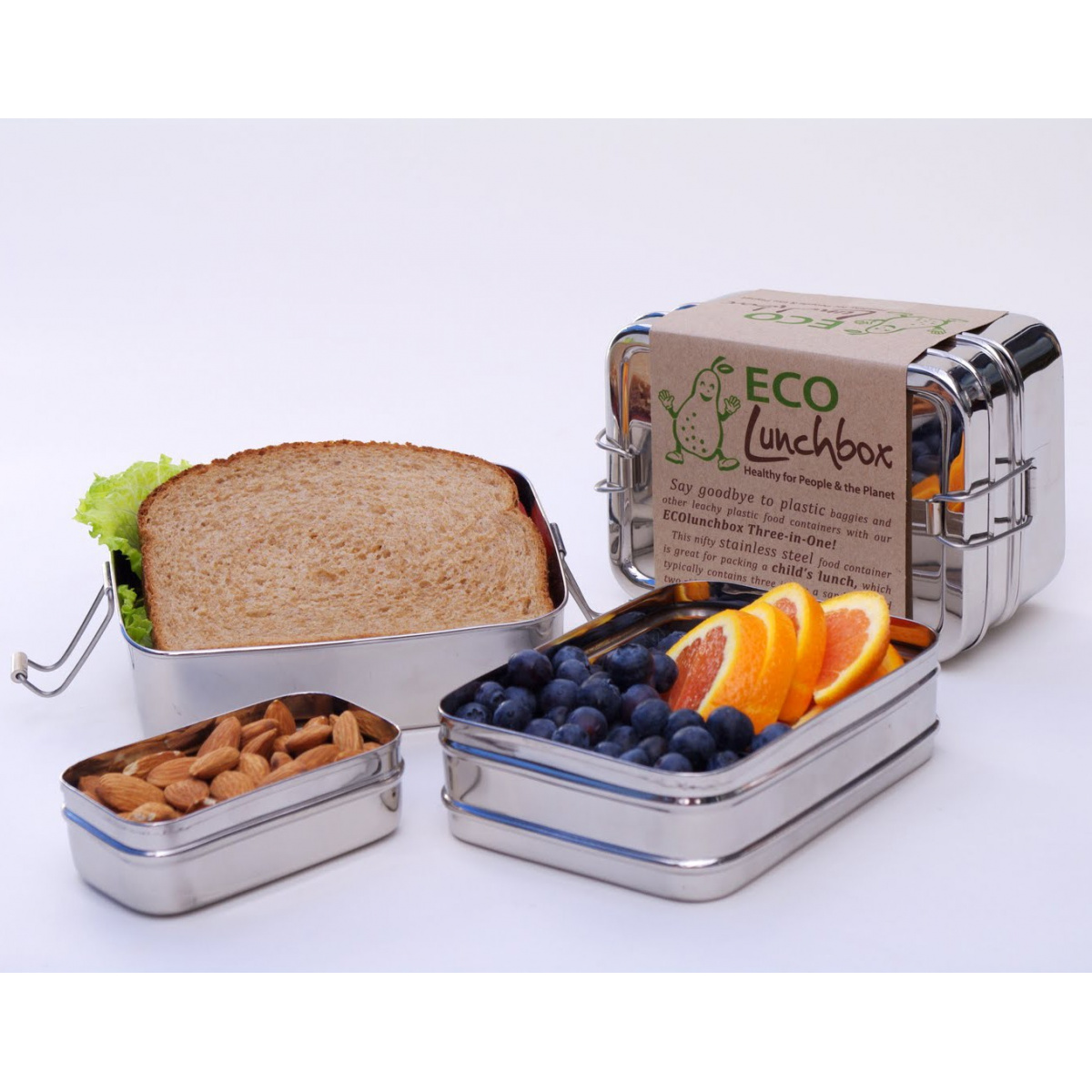 ECOlunchbox 3-in-1 Giant Stainless Steel Lunchbox