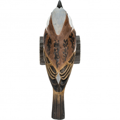 Wildlife Garden wood-carved bird - house sparrow