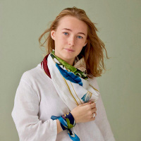 Jim Lyngvild zijden sjaal, 90x90 - Bloemen